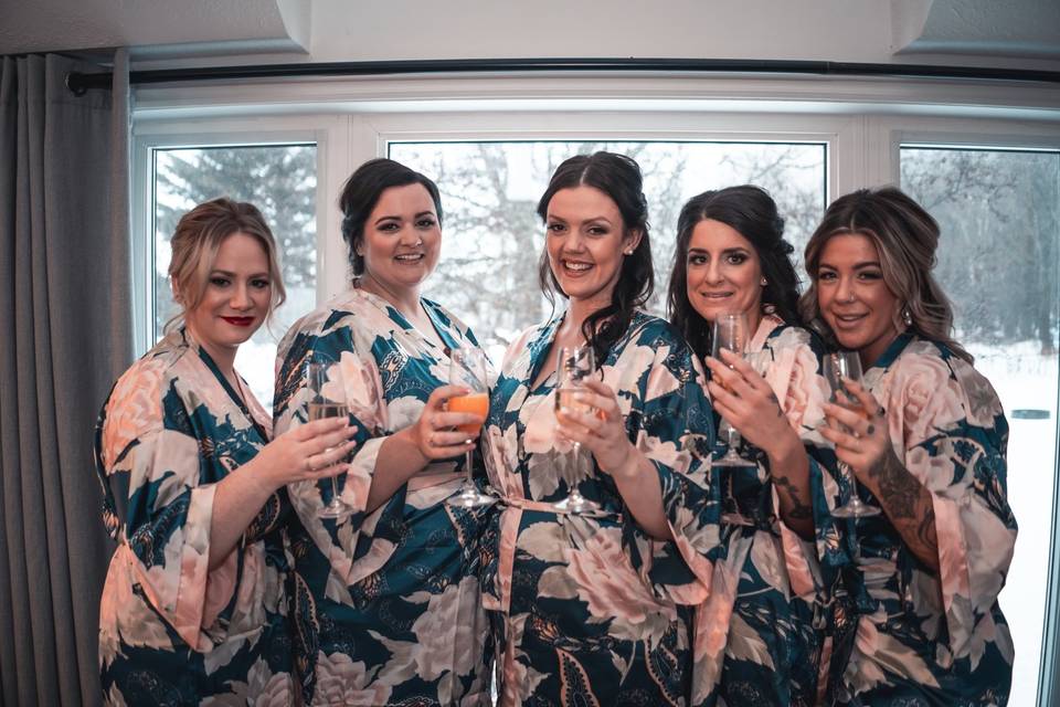 Toasting the bride squad