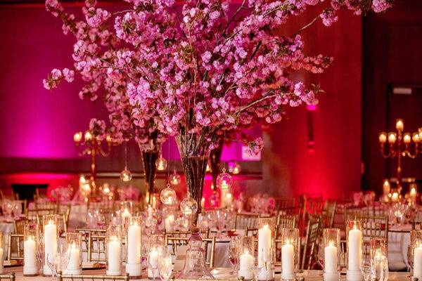 Romantic candlelit tables