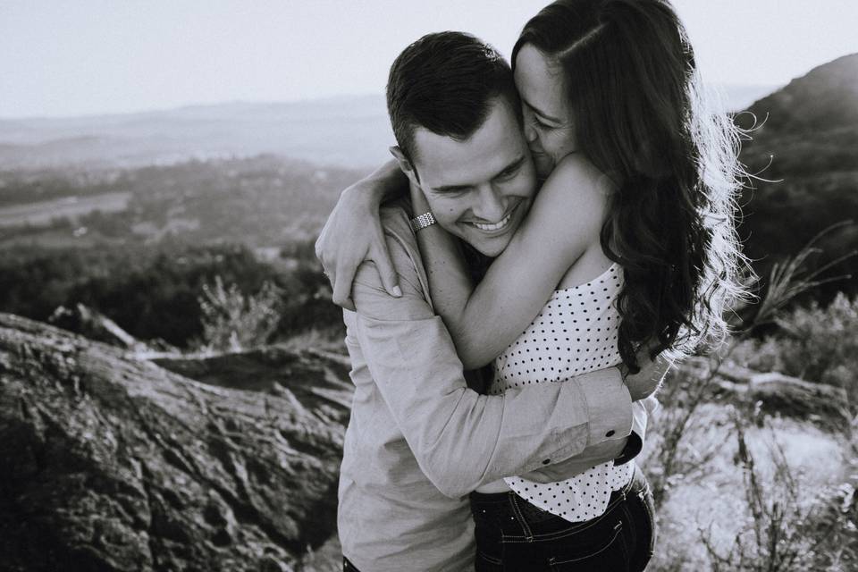 Girl kissing boys cheek