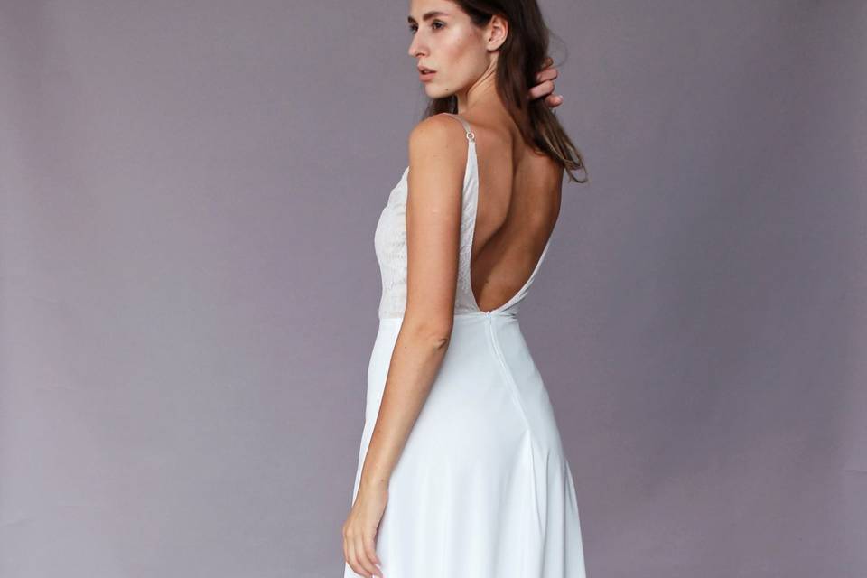Lace chiffon gown