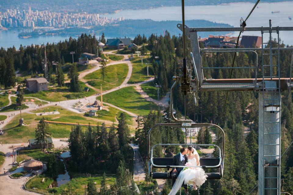 Married couple in chair lift