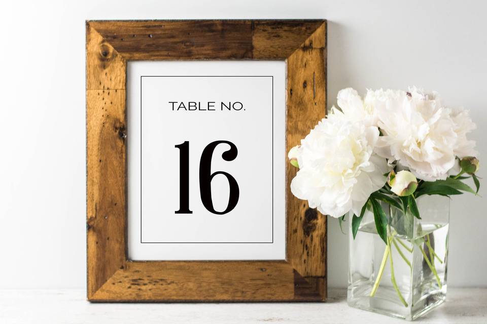 No.TN8 Table Numbers