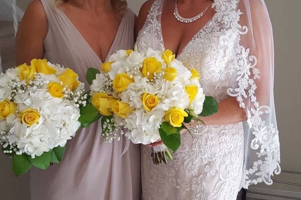 Maid of honour and bride