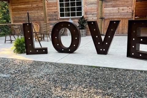 Light up metal LOVE letters