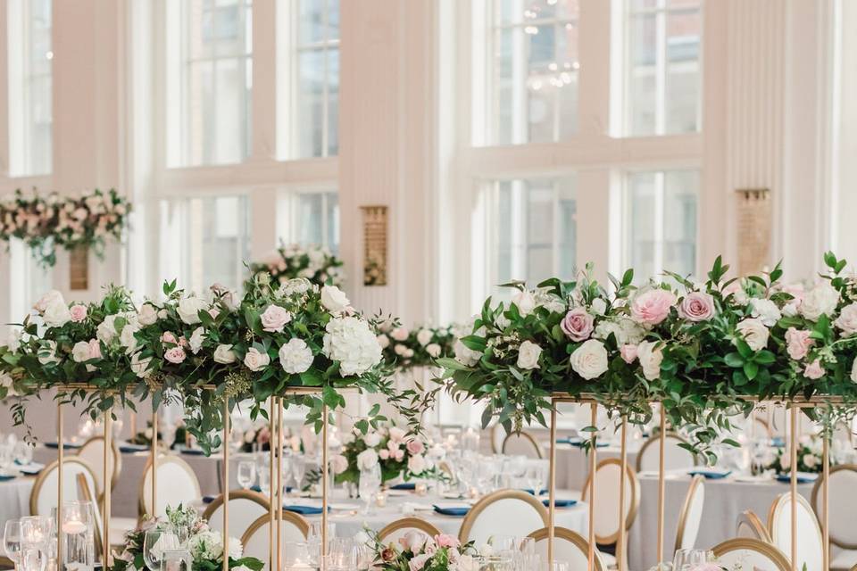 Cake table decor and florals