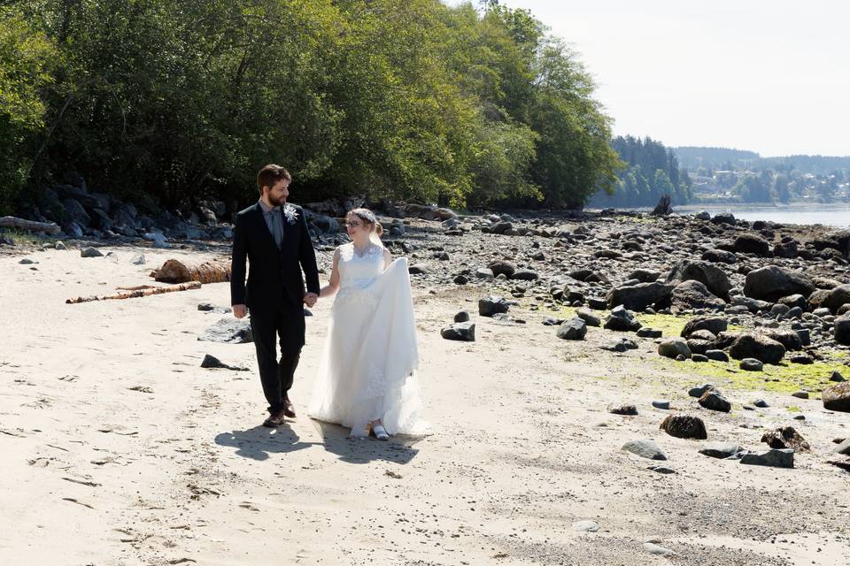 Walking down the beach