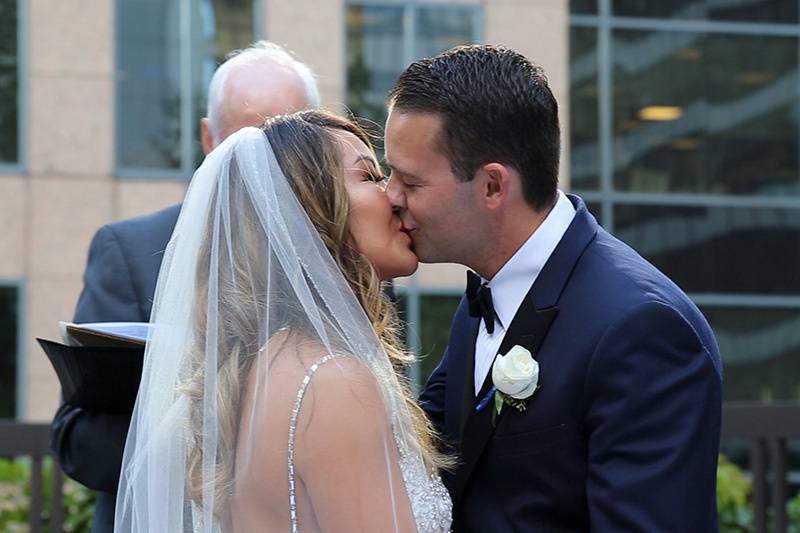 Rooftop Wedding Kiss