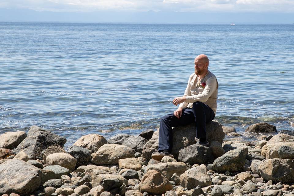 Groom on the beach