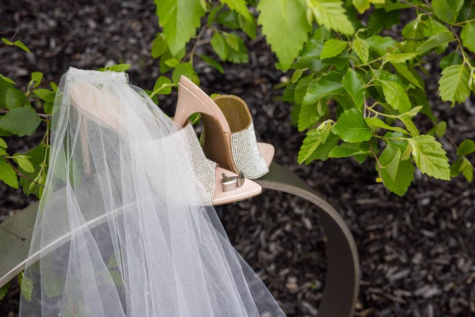 Elegant bridal gown details