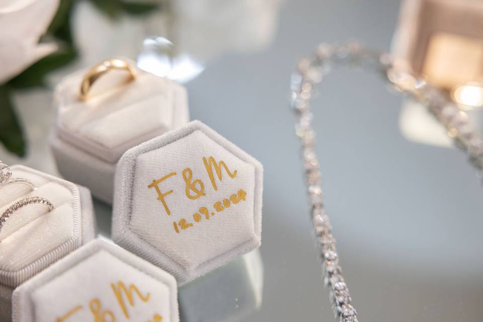 Bride’s accessories laid out