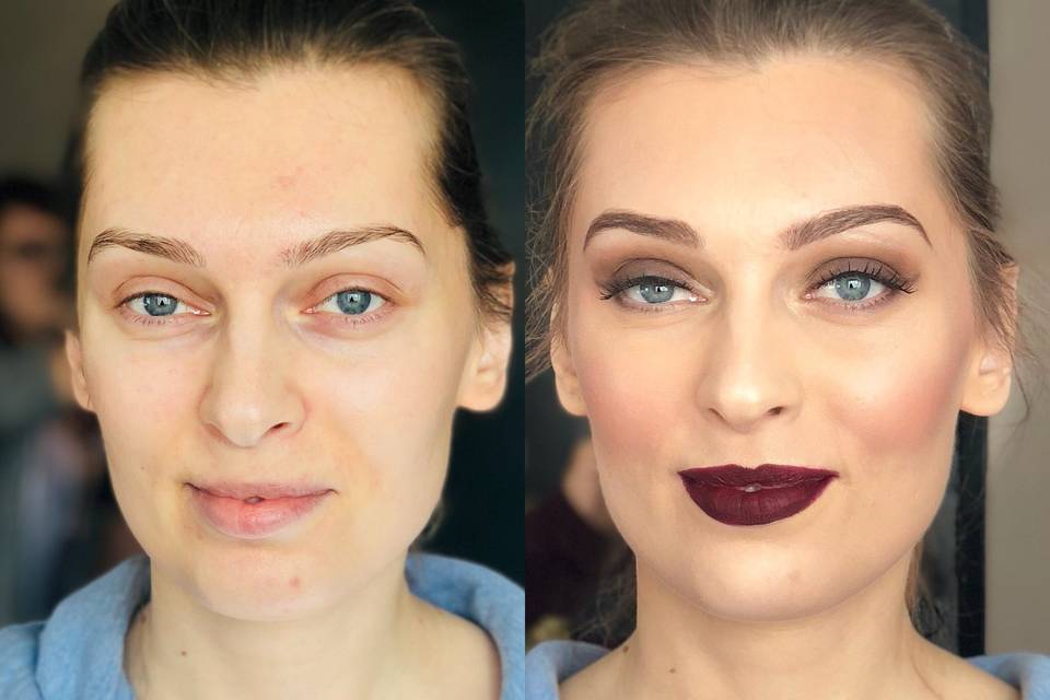 Before after Party makeup