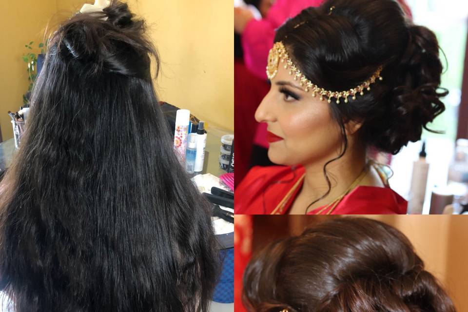 Before/after IndianBridal Hair