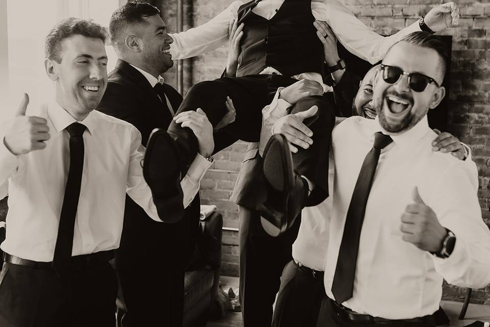 Grooms getting ready