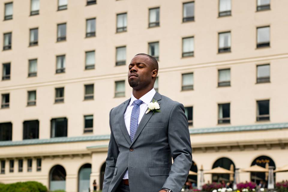 Grey suit white shirt