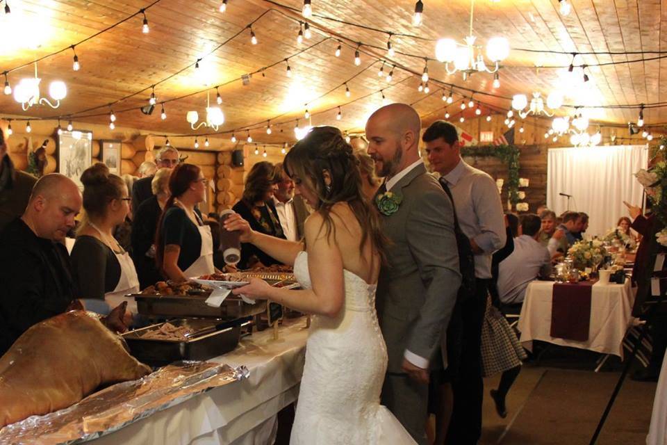 Newlyweds enjoying the feast