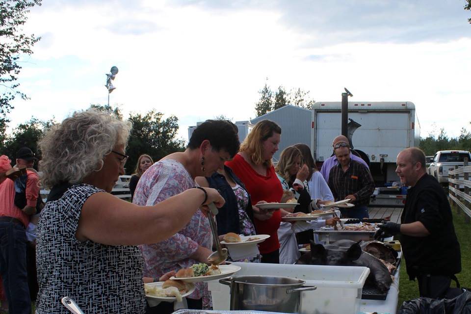 Pig roast at family farm