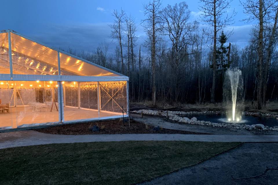 Event tent and fountain