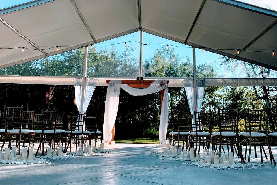 Ceremony setup in tent