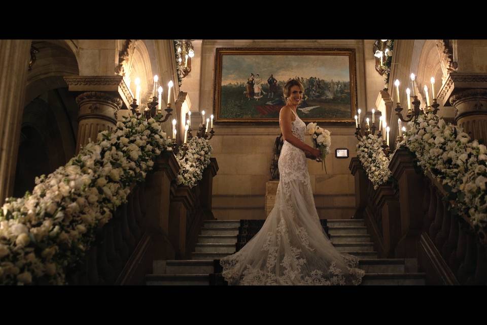 Gown on the stairs