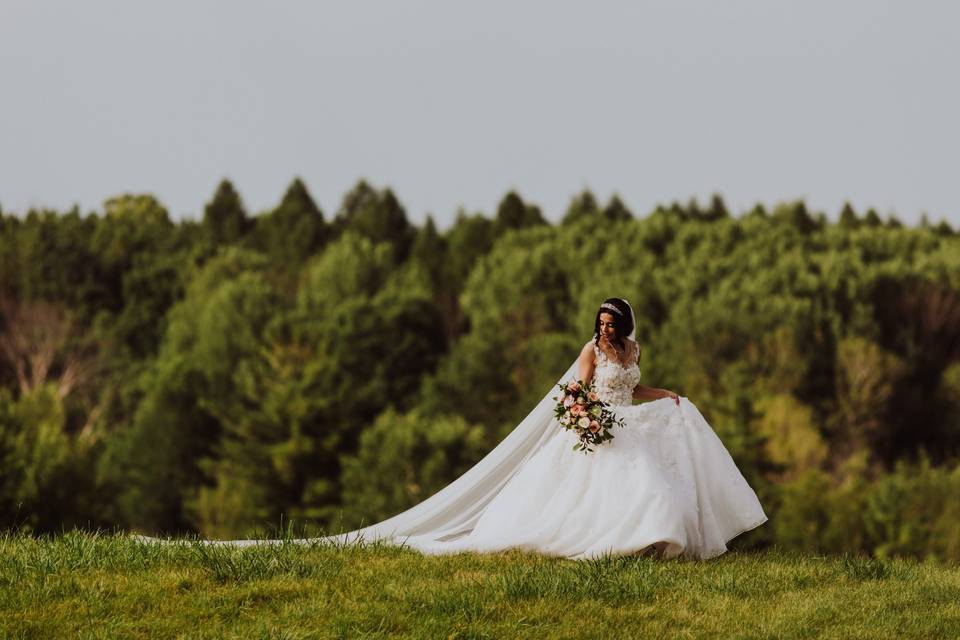 Wedding portrait with forest