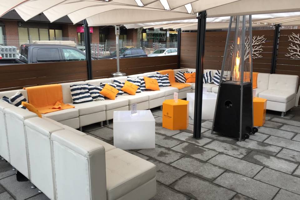 Veuve cliquot lounge set up