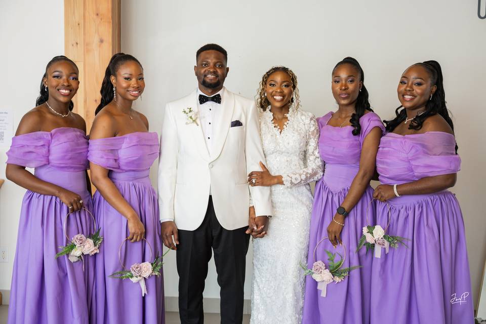 Couple with bridesmaid