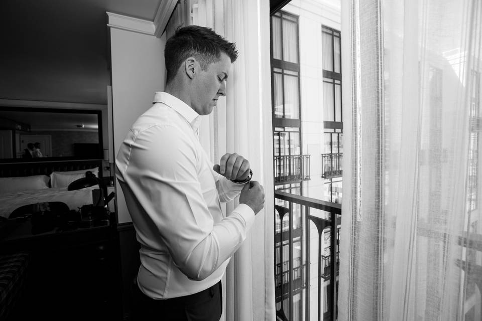 Groom Getting Ready