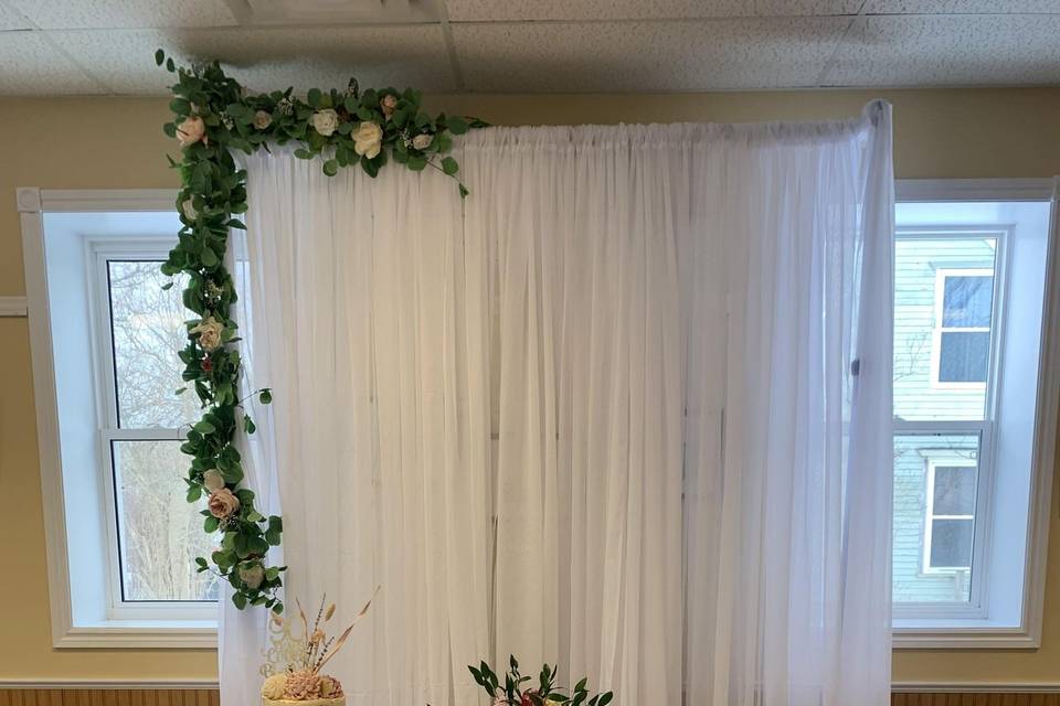 White Backdrop with Florals