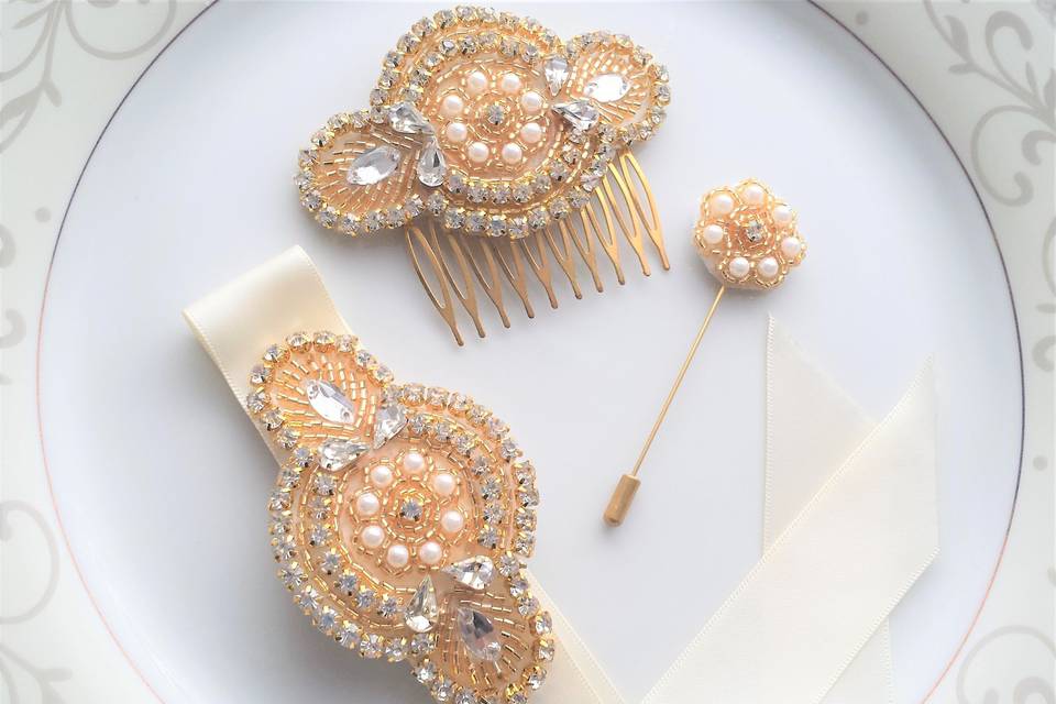 Hair Comb, Corsage & Lapel Pin