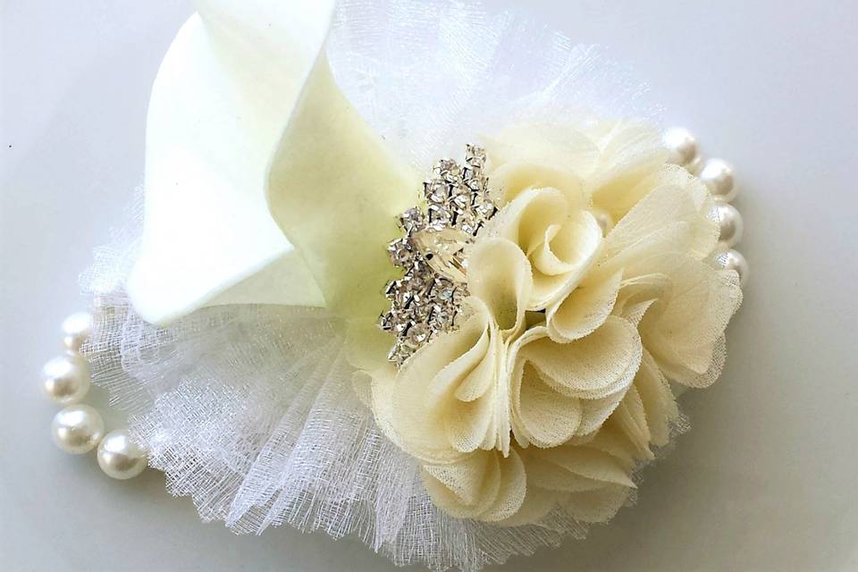 Calla lily rhinestone corsage