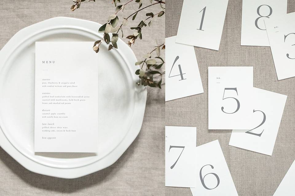 Laurel Menu + Table Numbers