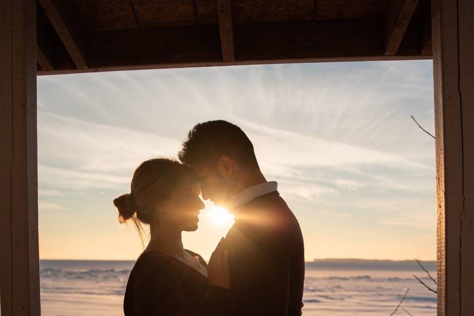 Deep snow engagement shoot