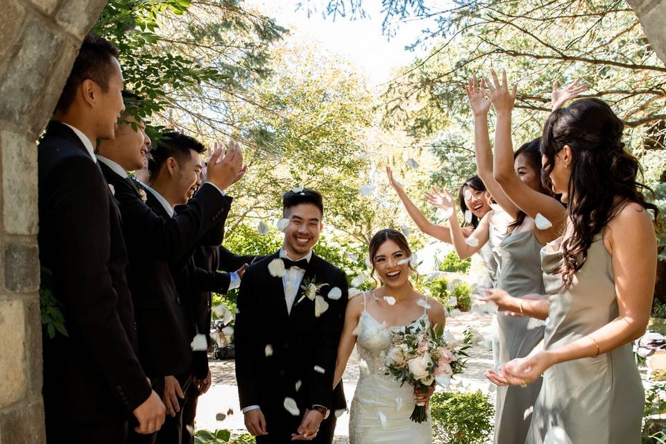 Bride and groom walking