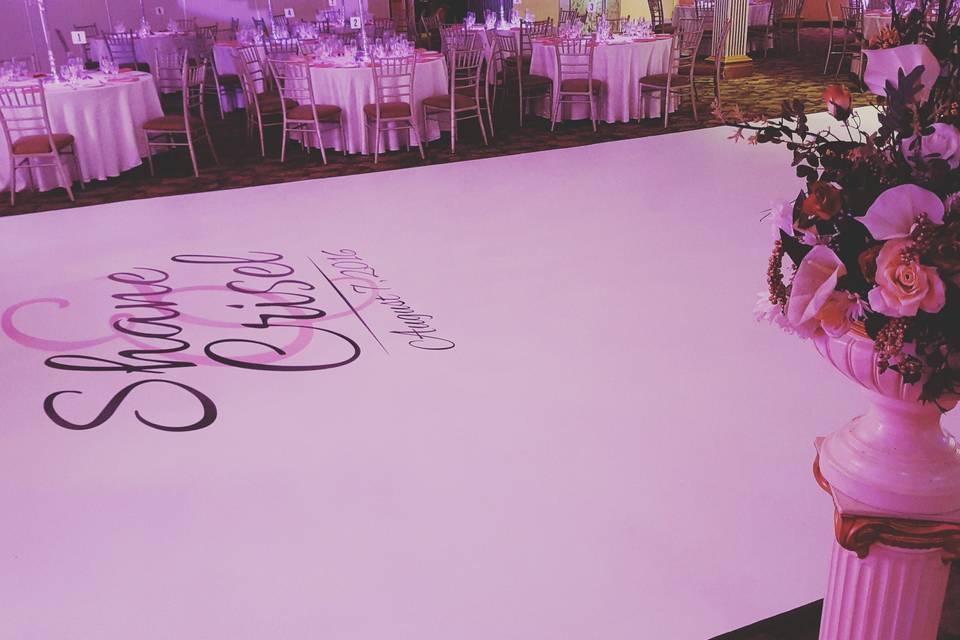 Dance floor with monogram