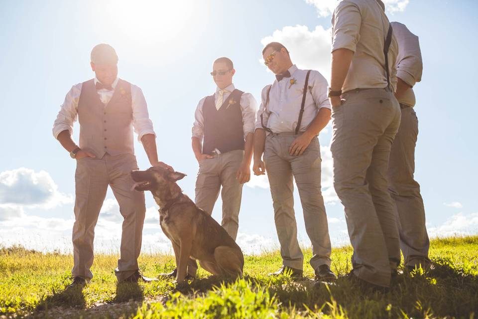 Groom and his friends