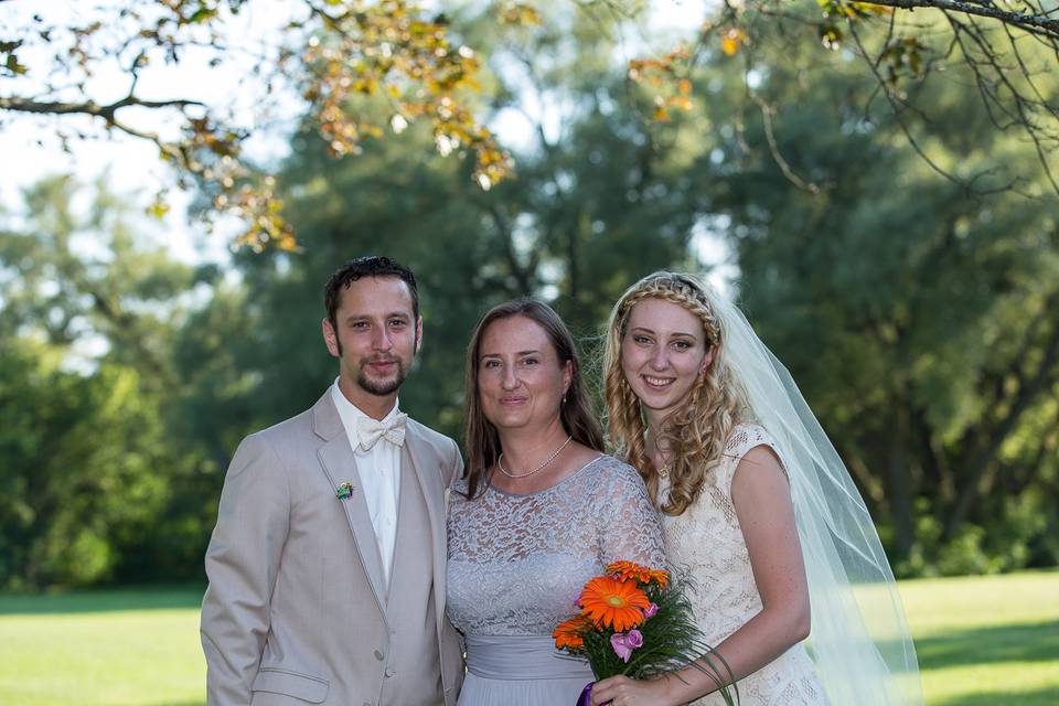 Bride with waterfall