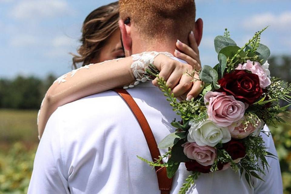 Wine, blush ivory bouquet silk