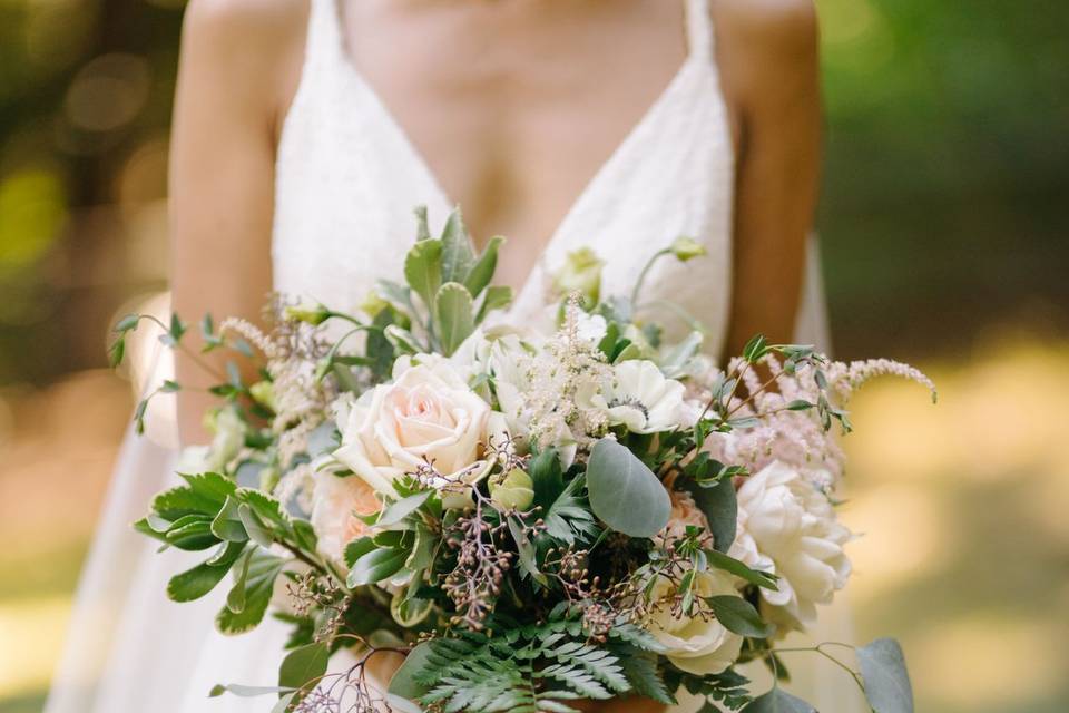 Blush bridal with peonies