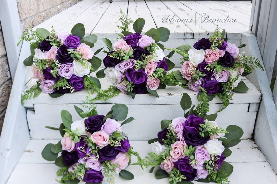 Bridesmaids bouquet in purples