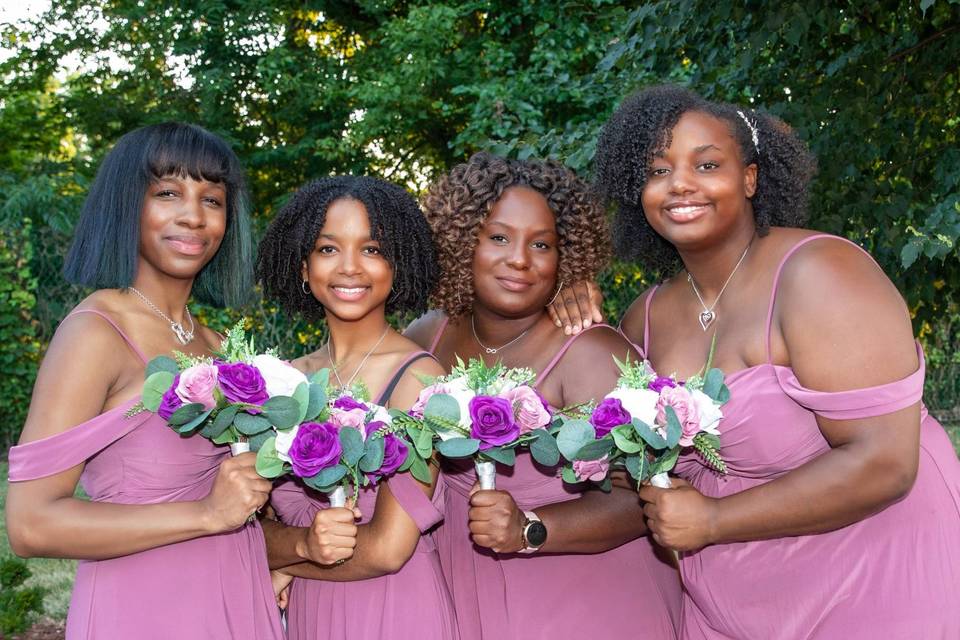 Bridesmaids bouquet in purples