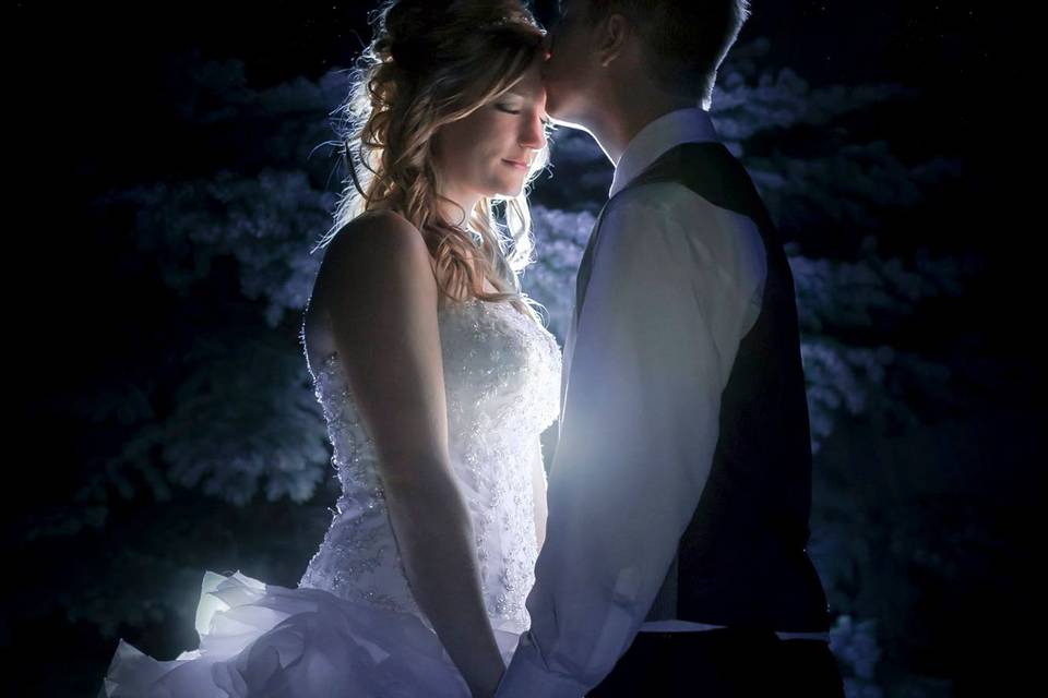 Night shot of the newlyweds