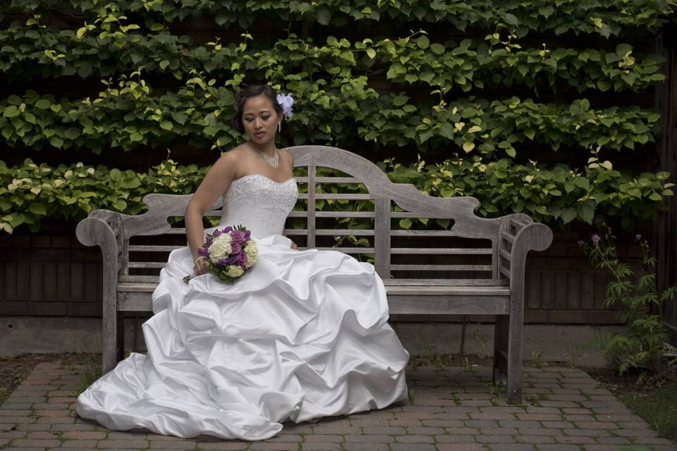 Bridal portrait in reflection