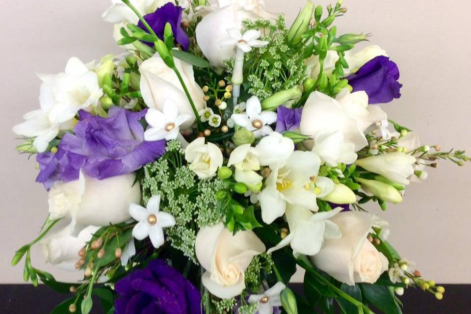 Purple and white bouquet