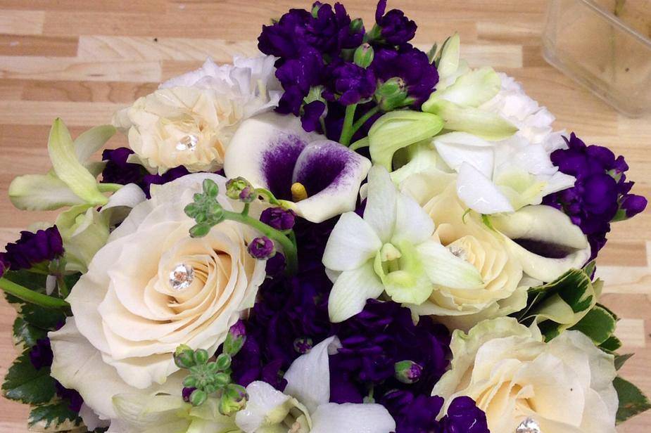 White and purple bouquet