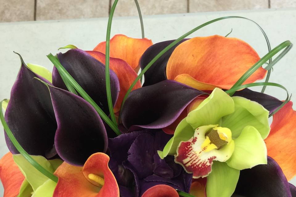 Fall orchid and calla bouquet