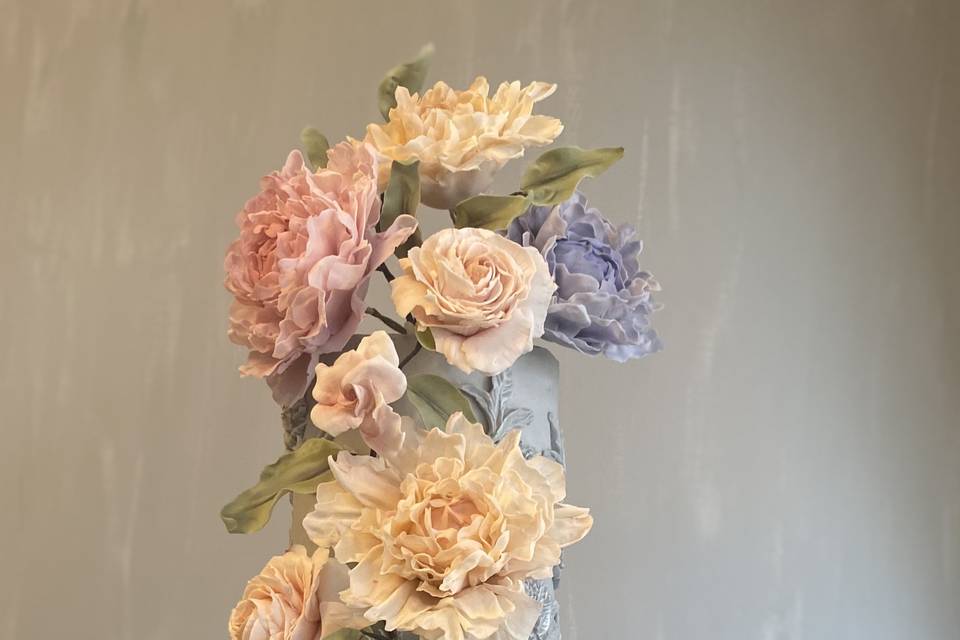 Sugar peonies by hand