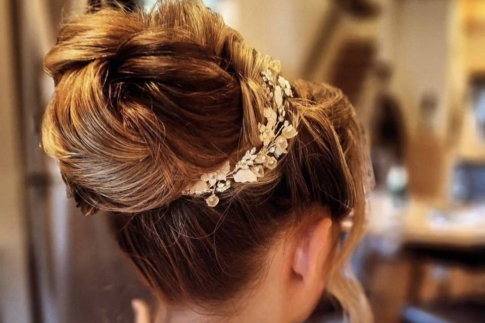 High bridal updo with intricat