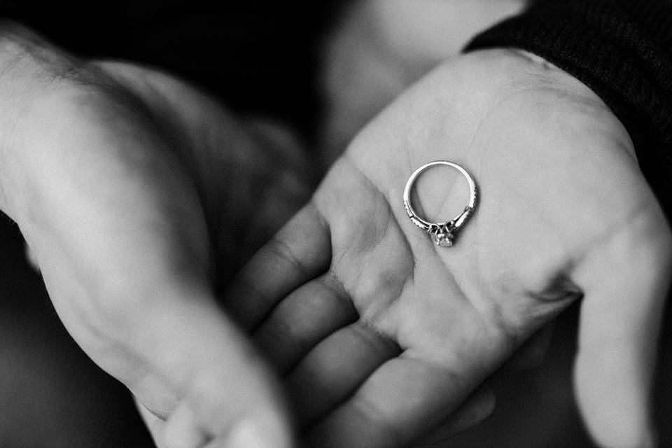 Moody engagement ring shot