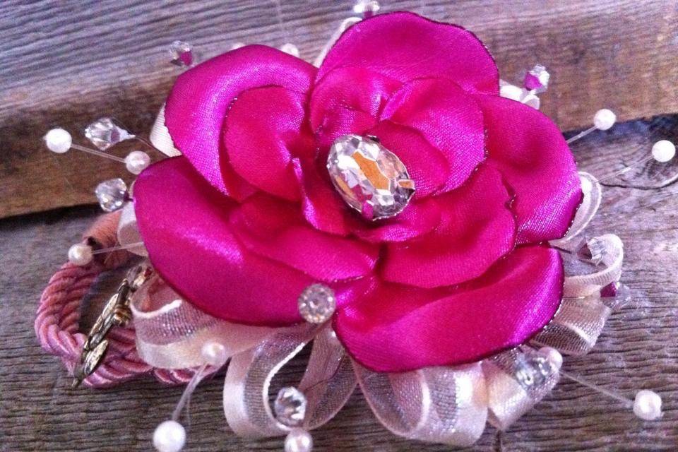 Open rose corsage