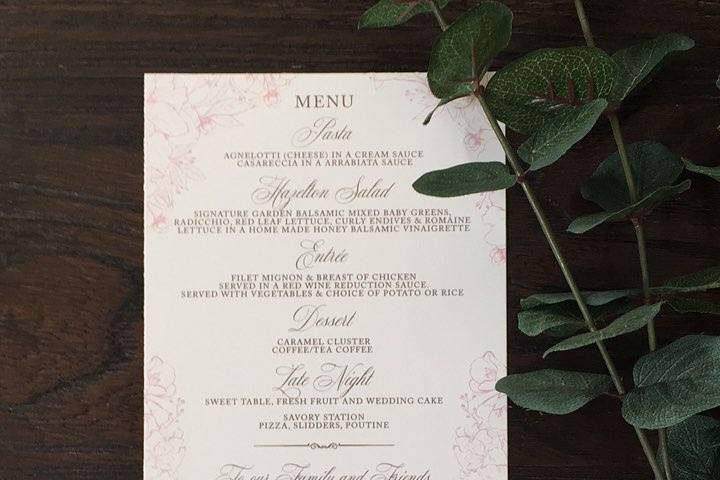 Wedding Menu